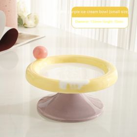 Ice Cream High Foot Ceramic Double Tone Cat Bowl